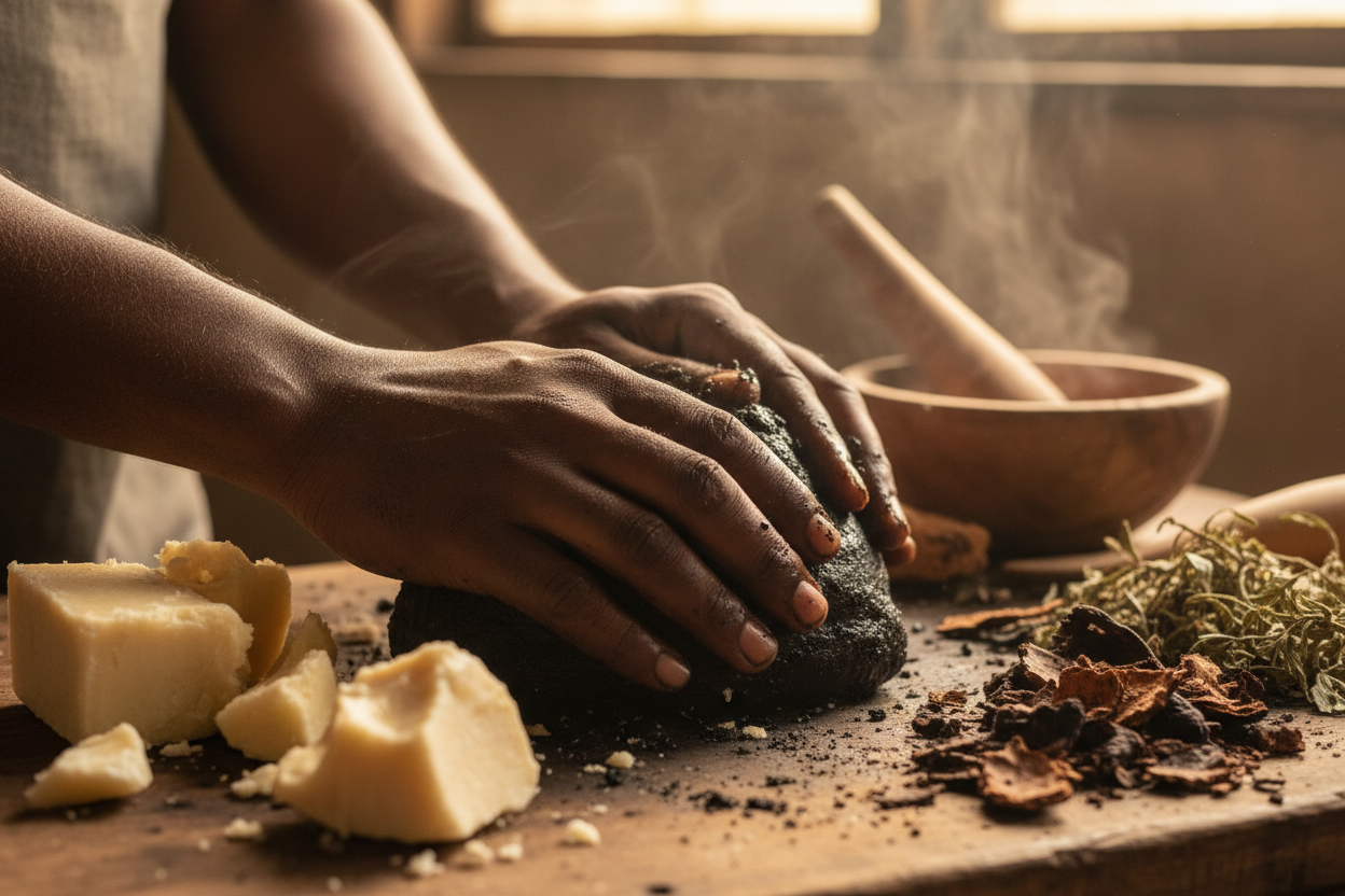 Artisan fabriquant savon noir